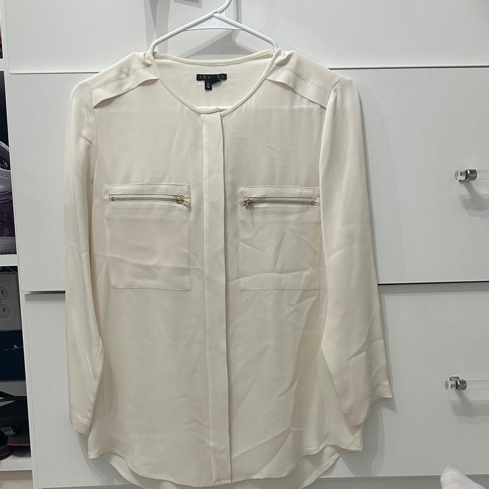 Theory silk blouse with zippers